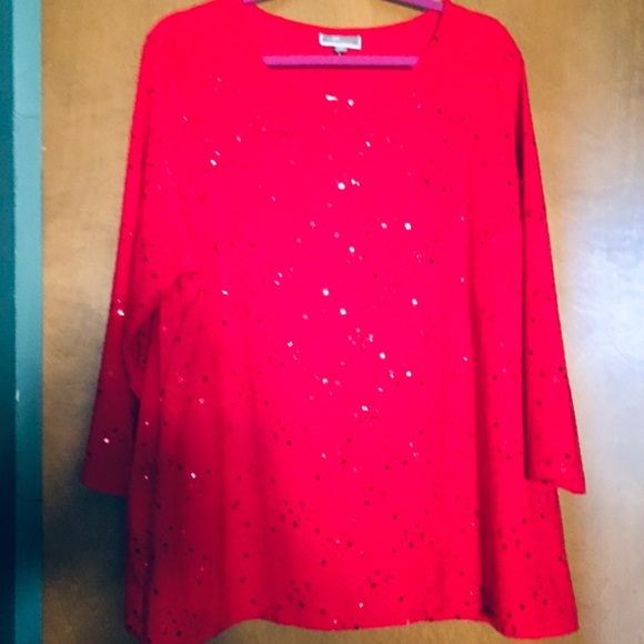 plus size red sparkly top